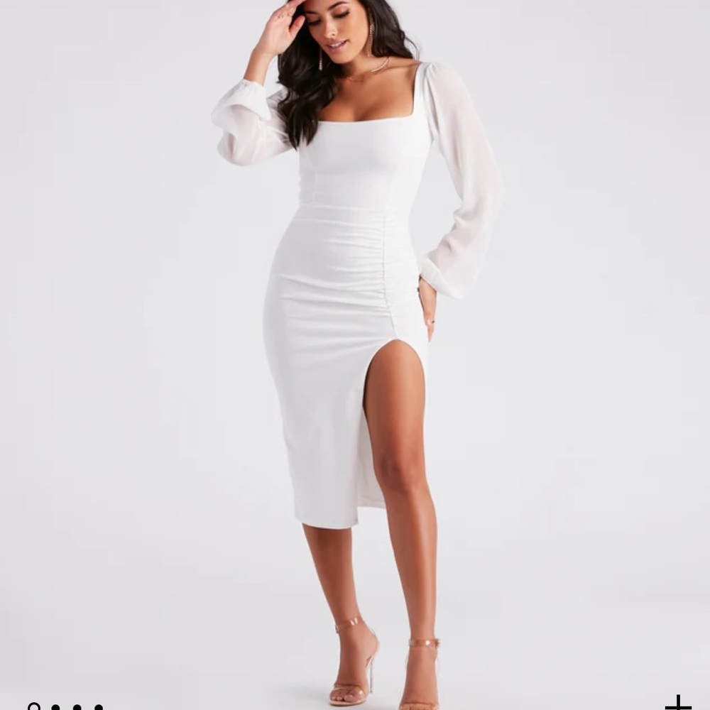 Windsor Violetta Chiffon Sleeve Crepe Midi Dress